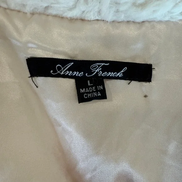 Anne French Women's White Faux Fur Size L - Picture 3 of 6